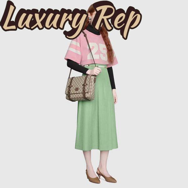 Replica Gucci Unisex GG Messenger Bag Beige Ebony GG Supreme Canvas Leather 14