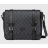 Replica Gucci Unisex GG Messenger Bag Black GG Supreme Canvas Leather 15
