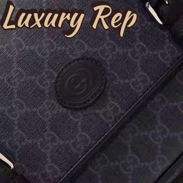 Replica Gucci Unisex GG Messenger Bag Black GG Supreme Canvas Black Leather 10