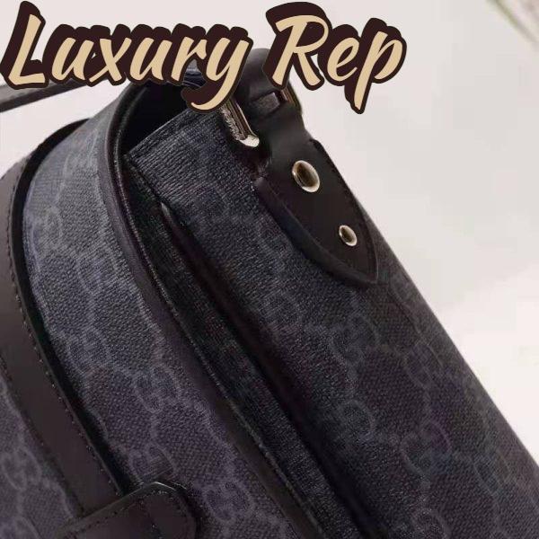Replica Gucci Unisex GG Messenger Bag Black GG Supreme Canvas Black Leather 12