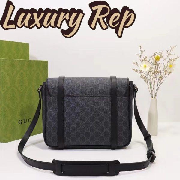 Replica Gucci Unisex GG Messenger Bag Black GG Supreme Canvas Leather 4