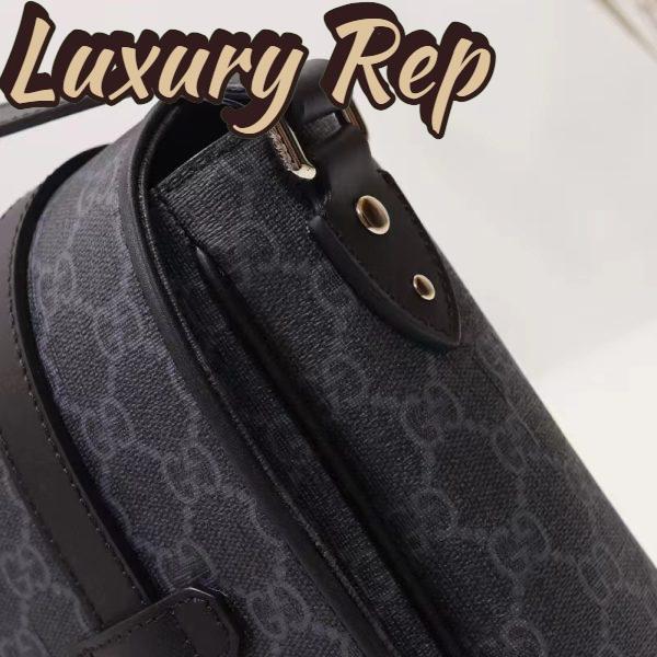 Replica Gucci Unisex GG Messenger Bag Black GG Supreme Canvas Leather 9