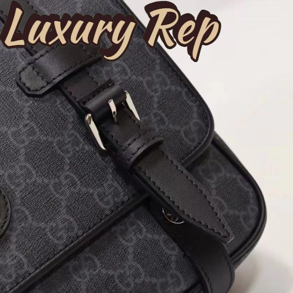 Replica Gucci Unisex GG Messenger Bag Black GG Supreme Canvas Leather 11