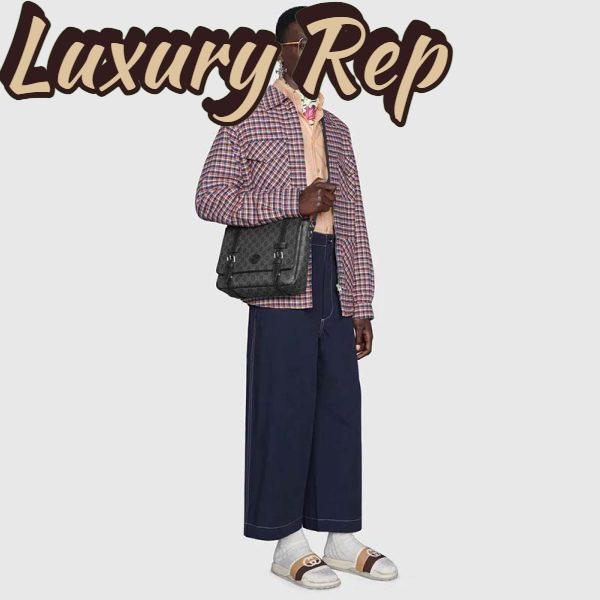 Replica Gucci Unisex GG Messenger Bag Black GG Supreme Canvas Leather 13