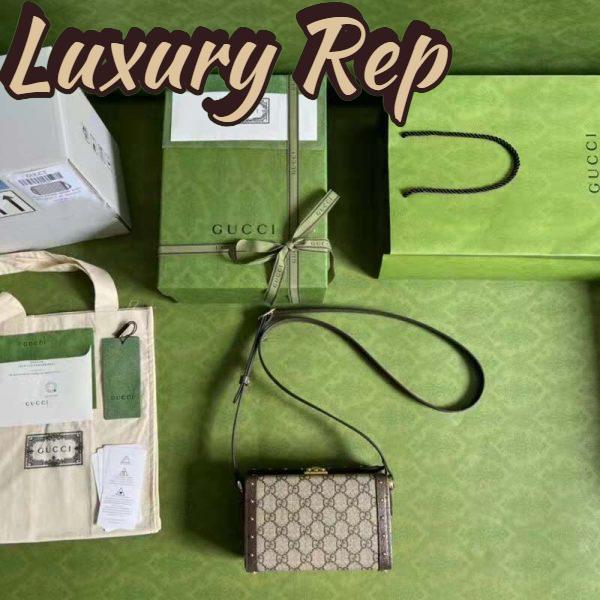 Replica Gucci Unisex GG Mini Bag Beige Ebony GG Supreme Canvas 5