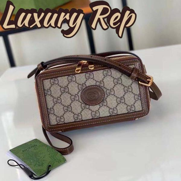 Replica Gucci Unisex GG Mini Bag Interlocking G Beige Ebony GG Supreme Fabric 4
