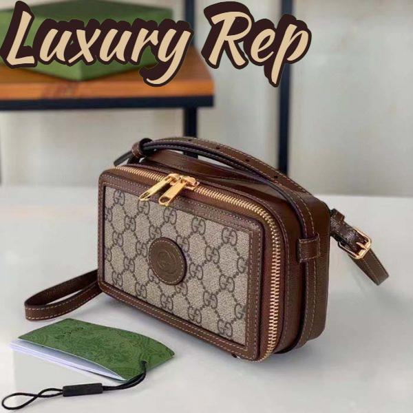 Replica Gucci Unisex GG Mini Bag Interlocking G Beige Ebony GG Supreme Fabric 5