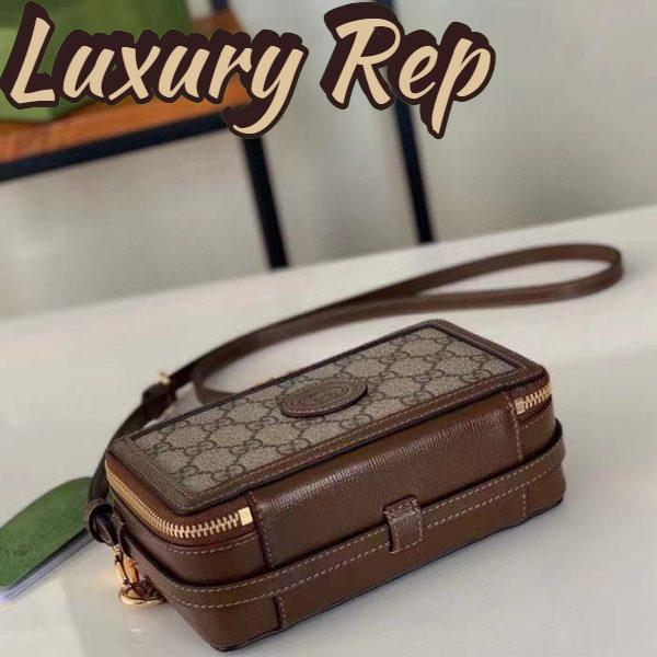 Replica Gucci Unisex GG Mini Bag Interlocking G Beige Ebony GG Supreme Fabric 7
