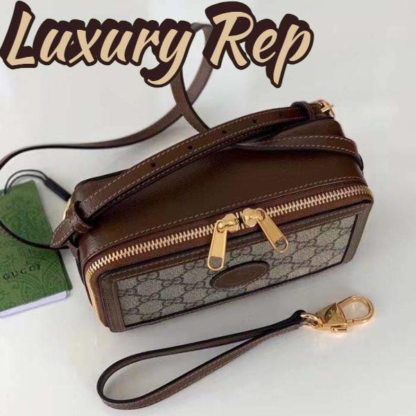 Replica Gucci Unisex GG Mini Bag Interlocking G Beige Ebony GG Supreme Fabric 8