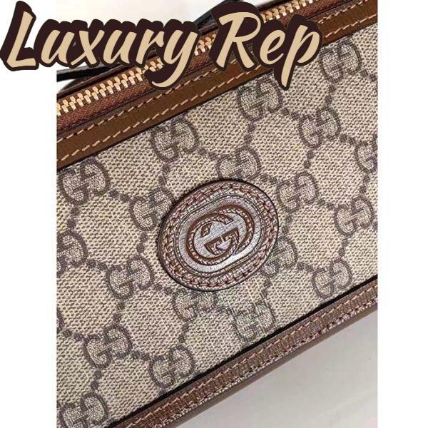 Replica Gucci Unisex GG Mini Bag Interlocking G Beige Ebony GG Supreme Fabric 10