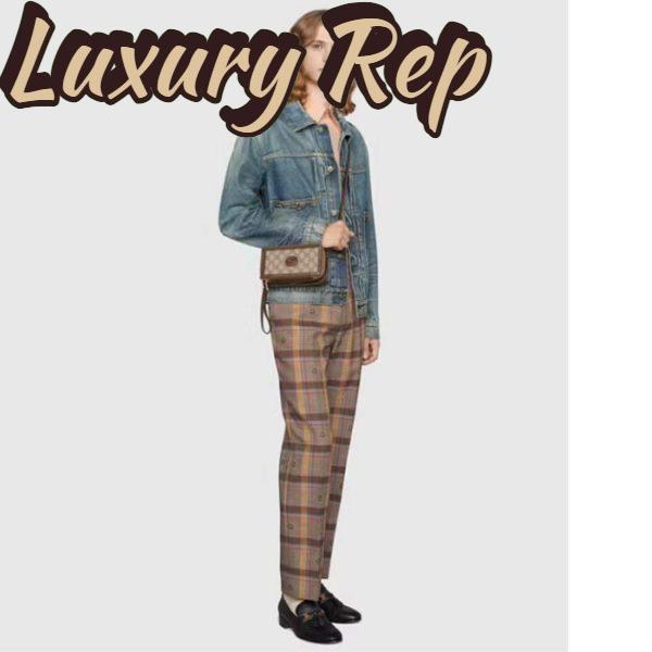 Replica Gucci Unisex GG Mini Bag Interlocking G Beige Ebony GG Supreme Fabric 12