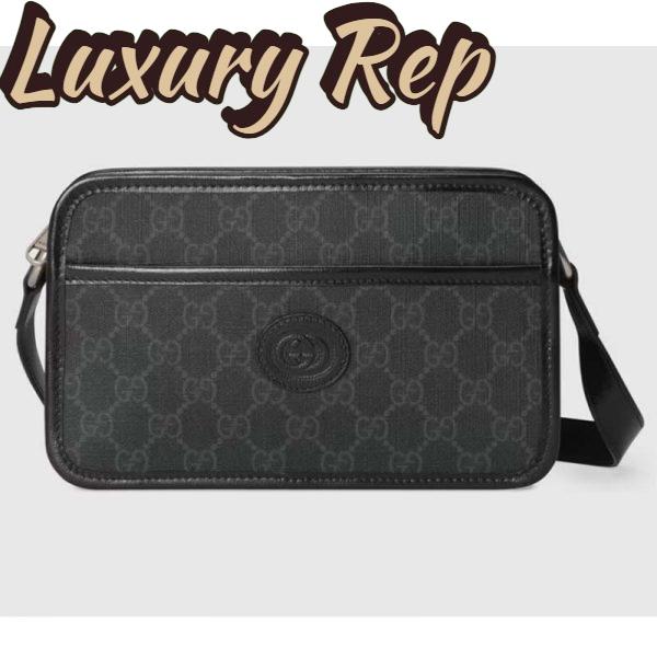 Replica Gucci Unisex GG Mini Bag Interlocking G Black GG Supreme Canvas Leather