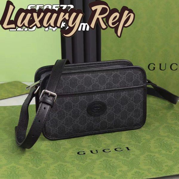 Replica Gucci Unisex GG Mini Bag Interlocking G Black GG Supreme Canvas Leather 3
