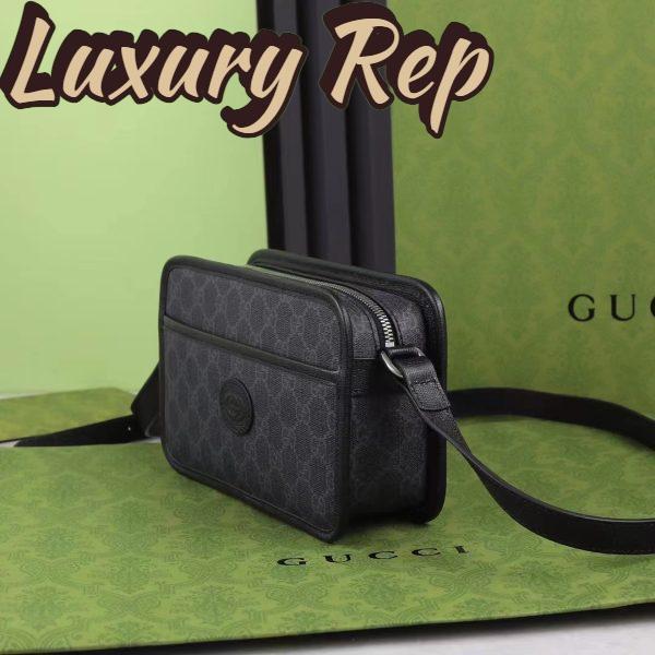 Replica Gucci Unisex GG Mini Bag Interlocking G Black GG Supreme Canvas Leather 5