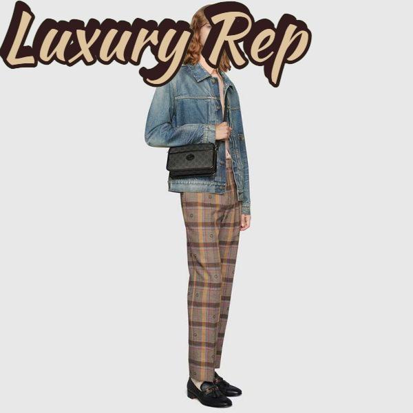 Replica Gucci Unisex GG Mini Bag Interlocking G Black GG Supreme Canvas Leather 13