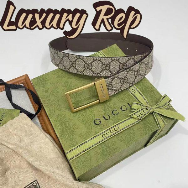 Replica Gucci Unisex Belt Rectangular Buckle Beige Ebony GG Supreme Canvas 3.6 CM Width 4