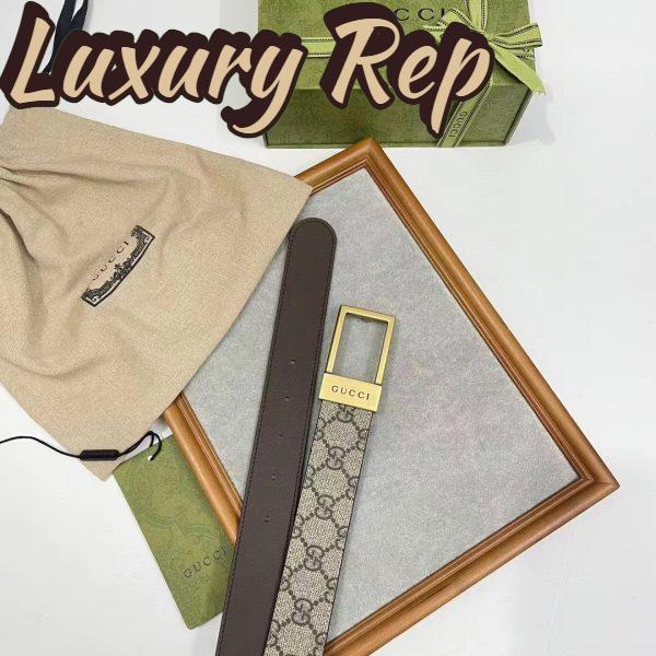 Replica Gucci Unisex Belt Rectangular Buckle Beige Ebony GG Supreme Canvas 3.6 CM Width 7
