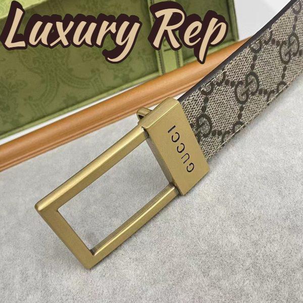Replica Gucci Unisex Belt Rectangular Buckle Beige Ebony GG Supreme Canvas 3.6 CM Width 10