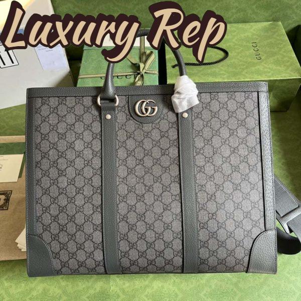 Replica Gucci Unisex GG Ophidia Large Tote Bag Grey Black GG Supreme Canvas 3