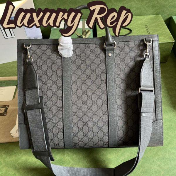 Replica Gucci Unisex GG Ophidia Large Tote Bag Grey Black GG Supreme Canvas 4