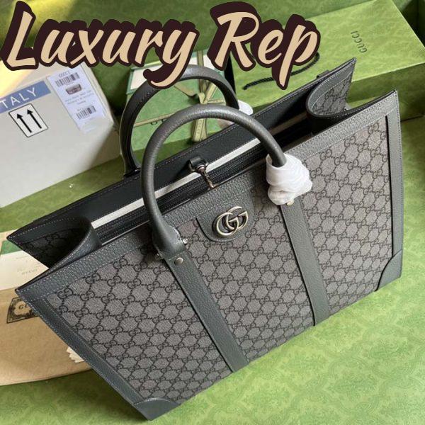 Replica Gucci Unisex GG Ophidia Large Tote Bag Grey Black GG Supreme Canvas 5