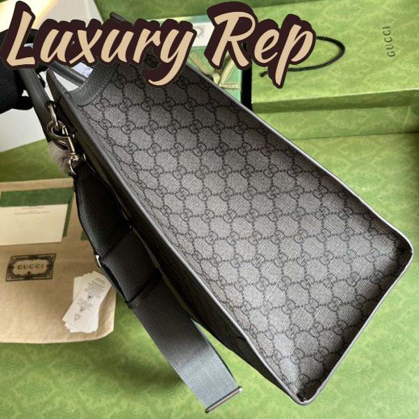 Replica Gucci Unisex GG Ophidia Large Tote Bag Grey Black GG Supreme Canvas 7