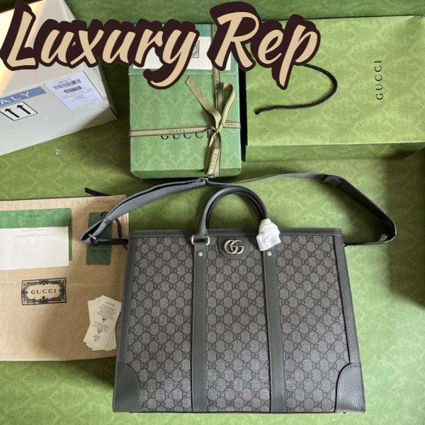 Replica Gucci Unisex GG Ophidia Large Tote Bag Grey Black GG Supreme Canvas 8