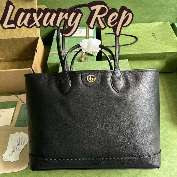 Replica Gucci Unisex GG Ophidia Medium Tote Bag Black Leather Double G 3