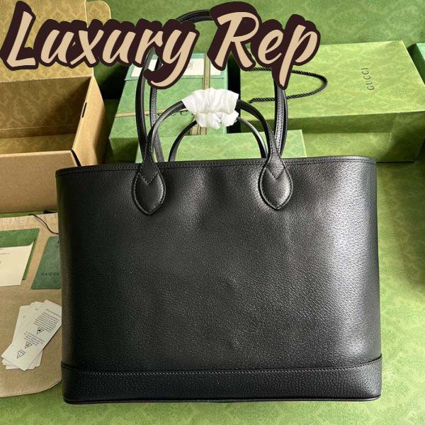 Replica Gucci Unisex GG Ophidia Medium Tote Bag Black Leather Double G 4