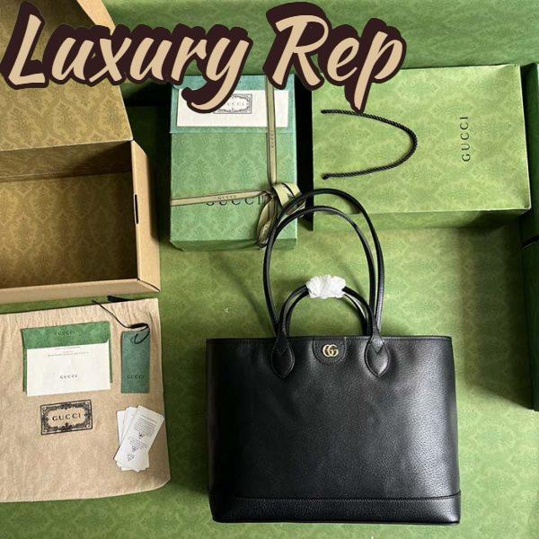 Replica Gucci Unisex GG Ophidia Medium Tote Bag Black Leather Double G 5