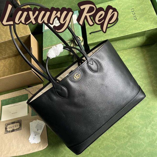 Replica Gucci Unisex GG Ophidia Medium Tote Bag Black Leather Double G 6