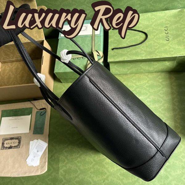 Replica Gucci Unisex GG Ophidia Medium Tote Bag Black Leather Double G 7