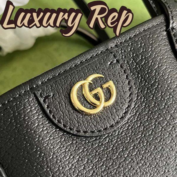 Replica Gucci Unisex GG Ophidia Medium Tote Bag Black Leather Double G 9