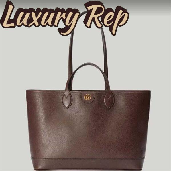 Replica Gucci Unisex GG Ophidia Medium Tote Bag Brown Leather Double G