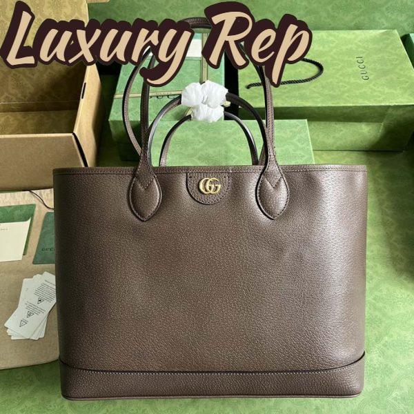 Replica Gucci Unisex GG Ophidia Medium Tote Bag Brown Leather Double G 3