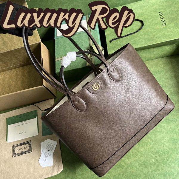 Replica Gucci Unisex GG Ophidia Medium Tote Bag Brown Leather Double G 6