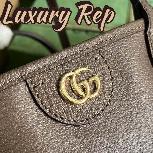 Replica Gucci Unisex GG Ophidia Medium Tote Bag Brown Leather Double G 8