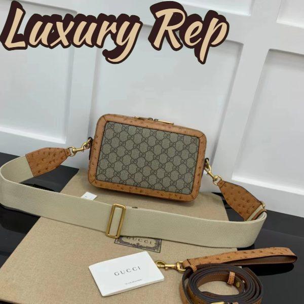 Replica Gucci Unisex GG Python Shoulder Bag Double G Beige Ebony GG Supreme Canvas 4