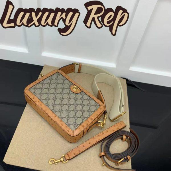 Replica Gucci Unisex GG Python Shoulder Bag Double G Beige Ebony GG Supreme Canvas 6