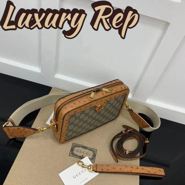 Replica Gucci Unisex GG Python Shoulder Bag Double G Beige Ebony GG Supreme Canvas 7