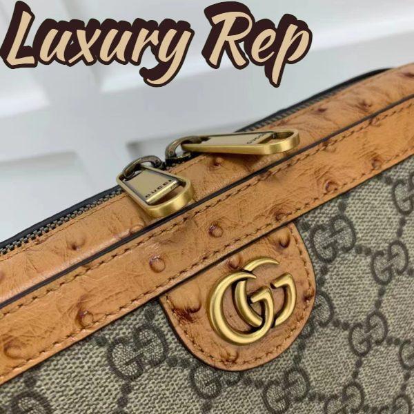 Replica Gucci Unisex GG Python Shoulder Bag Double G Beige Ebony GG Supreme Canvas 10