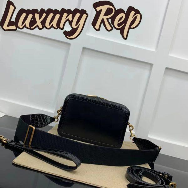 Replica Gucci Unisex GG Python Shoulder Bag Double G Black Leather Crocodile 5