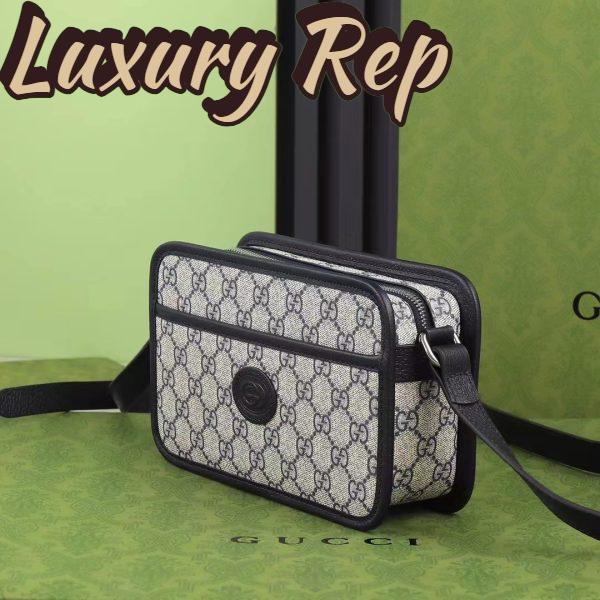 Replica Gucci Unisex GG Shoulder Bag Beige Blue GG Supreme Canvas Interlocking G 4
