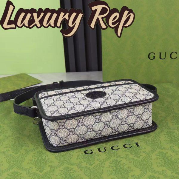 Replica Gucci Unisex GG Shoulder Bag Beige Blue GG Supreme Canvas Interlocking G 5