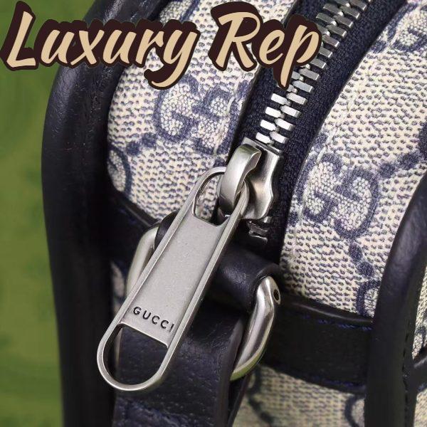 Replica Gucci Unisex GG Shoulder Bag Beige Blue GG Supreme Canvas Interlocking G 6