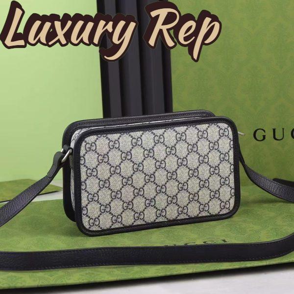 Replica Gucci Unisex GG Shoulder Bag Beige Blue GG Supreme Canvas Interlocking G 7