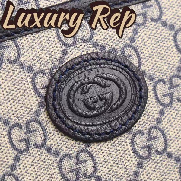 Replica Gucci Unisex GG Shoulder Bag Beige Blue GG Supreme Canvas Interlocking G 8