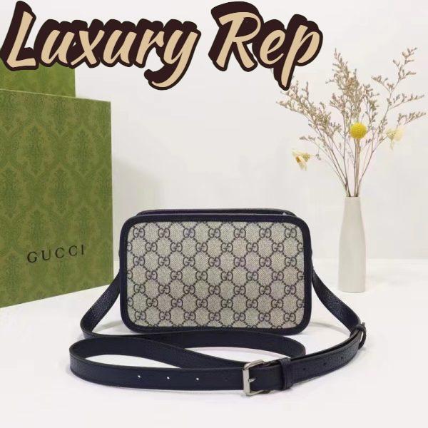 Replica Gucci Unisex GG Shoulder Bag Beige Blue GG Supreme Canvas Leather 5