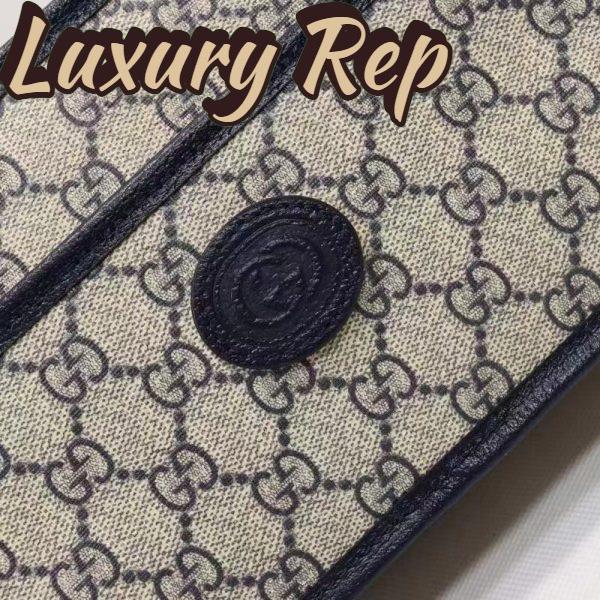 Replica Gucci Unisex GG Shoulder Bag Beige Blue GG Supreme Canvas Leather 10