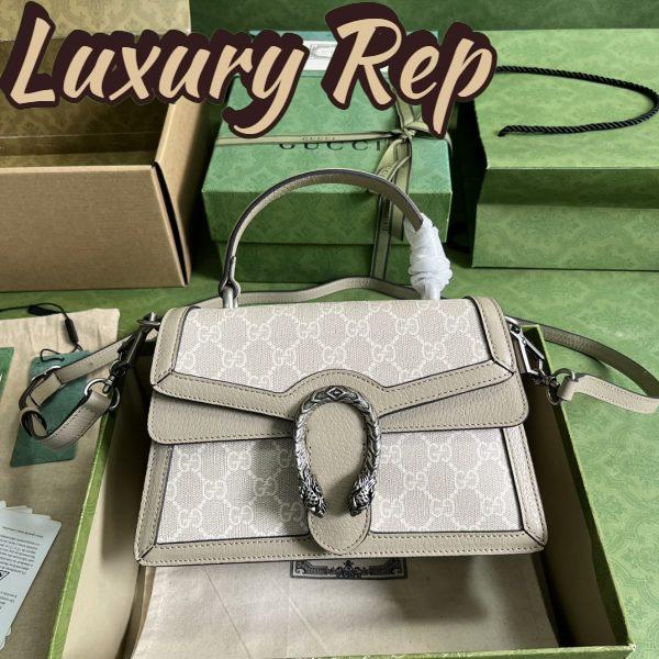 Replica Gucci Unisex GG Small Dionysus Top Handle Bag Beige White Supreme Canvas 3